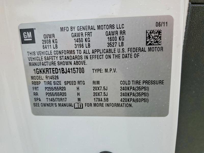 Продаж на аукціоні авто 2011 Gmc Acadia, vin: 1GKKRTED1BJ415700, номер лоту: 51349546