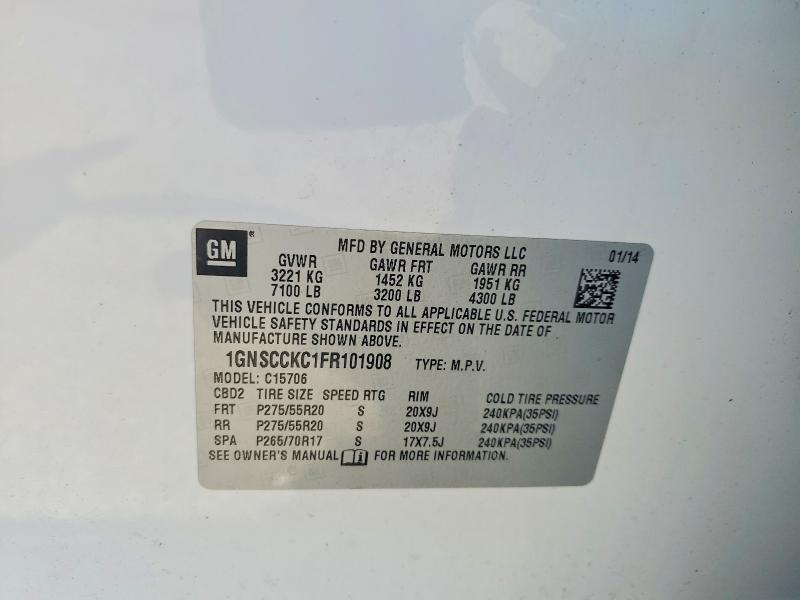 Aukcja sprzedaży 2015 Chevrolet Tahoe, vin: 1GNSCCKC1FR101908, numer aukcji: 50295376