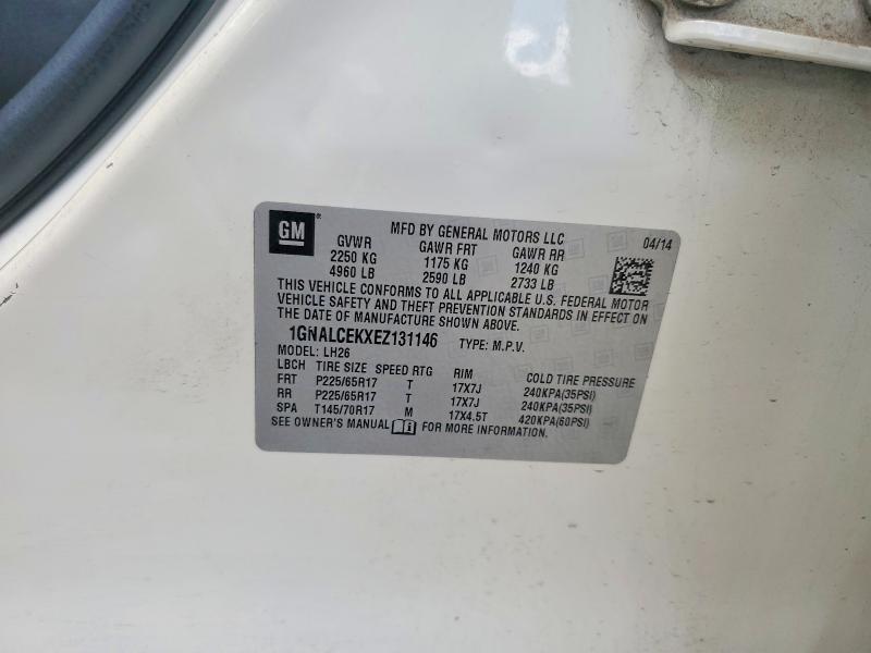 Продажа на аукционе авто 2014 Chevrolet Equinox, vin: 1GNALCEKXEZ131146, номер лота: 49451306
