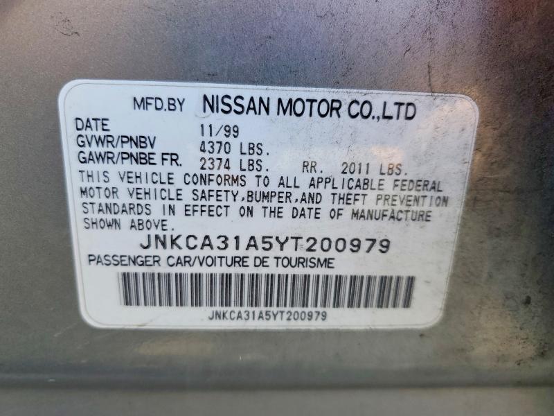 Aukcja sprzedaży 2000 Infiniti I30, vin: JNKCA31A5YT200979, numer aukcji: 50323766