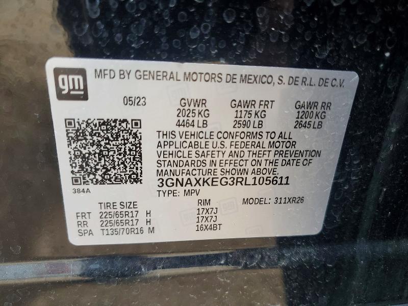 2024 Chevrolet Equinox მანქანა იყიდება აუქციონზე, vin: 3GNAXKEG3RL105611, აუქციონის ნომერი: 49798676