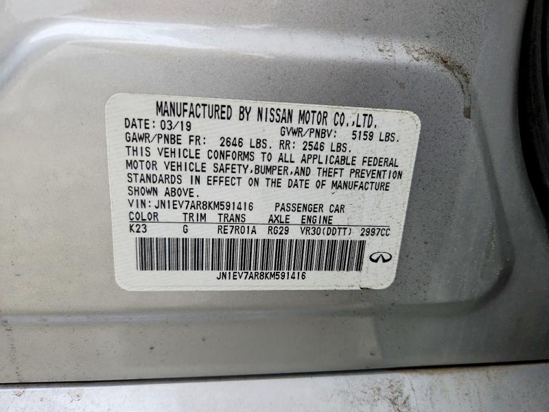 Aukcja sprzedaży 2019 Infiniti Q50, vin: JN1EV7AR8KM591416, numer aukcji: 49786376