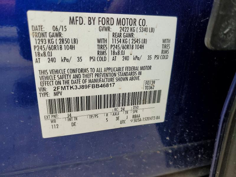 Продаж на аукціоні авто 2015 Ford Edge, vin: 2FMTK3J89FBB46817, номер лоту: 51010626