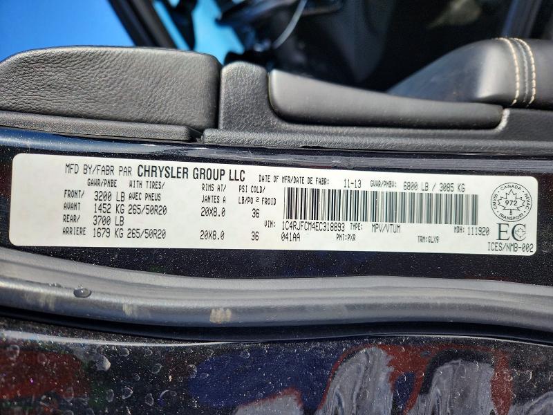 2014 Jeep Grand Cherokee მანქანა იყიდება აუქციონზე, vin: 1C4RJFCM4EC318893, აუქციონის ნომერი: 48166346