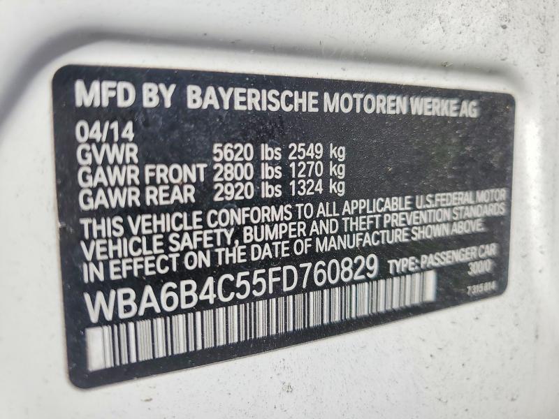 2015 Bmw Alpina B6 მანქანა იყიდება აუქციონზე, vin: WBA6B4C55FD760829, აუქციონის ნომერი: 49067676