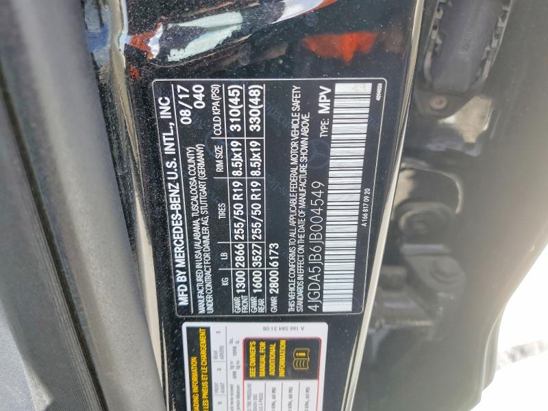 51099446 :رقم المزاد ، 4JGDA5JB6JB004549 vin ، 2018 Mercedes-benz Gle مزاد بيع