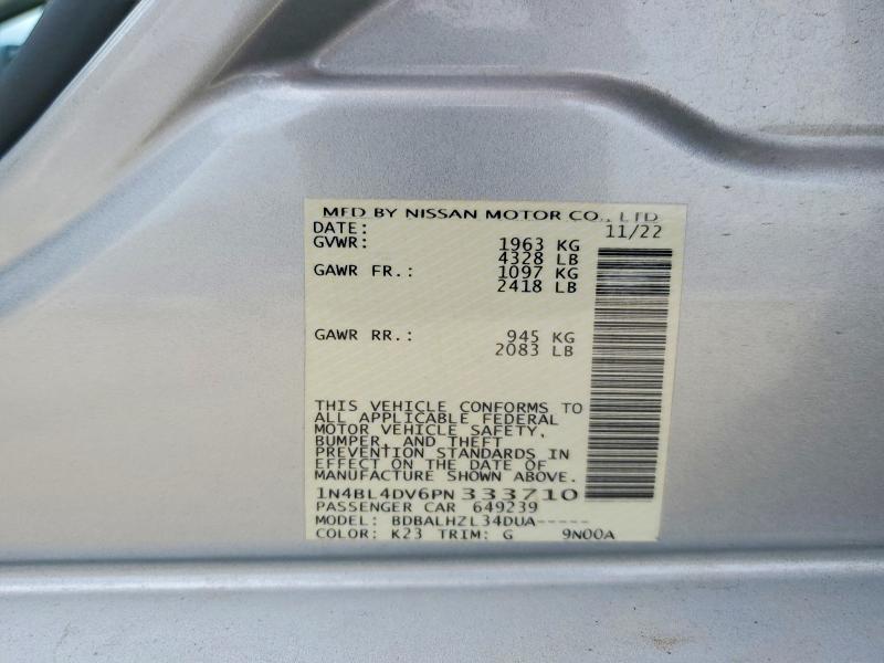 Продажа на аукционе авто 2023 Nissan Altima, vin: 1N4BL4DV6PN333710, номер лота: 50853456