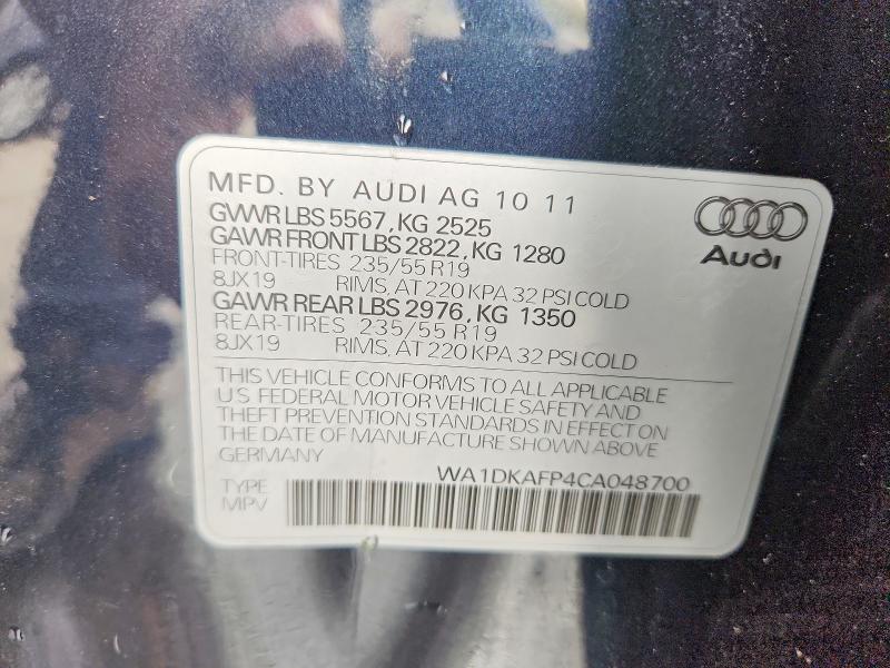 50995566 :رقم المزاد ، WA1DKAFP4CA048700 vin ، 2012 Audi Q5 مزاد بيع