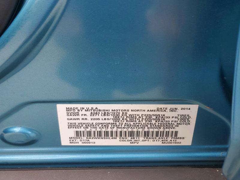 51545126 :رقم المزاد ، 4A4AP3AU4EE031581 vin ، 2014 Mitsubishi Outlander Sport مزاد بيع