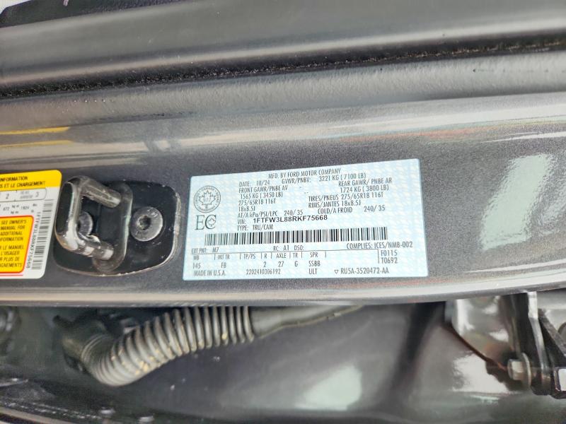 Aukcja sprzedaży 2024 Ford F150, vin: 1FTFW3L88RKF75668, numer aukcji: 50060376