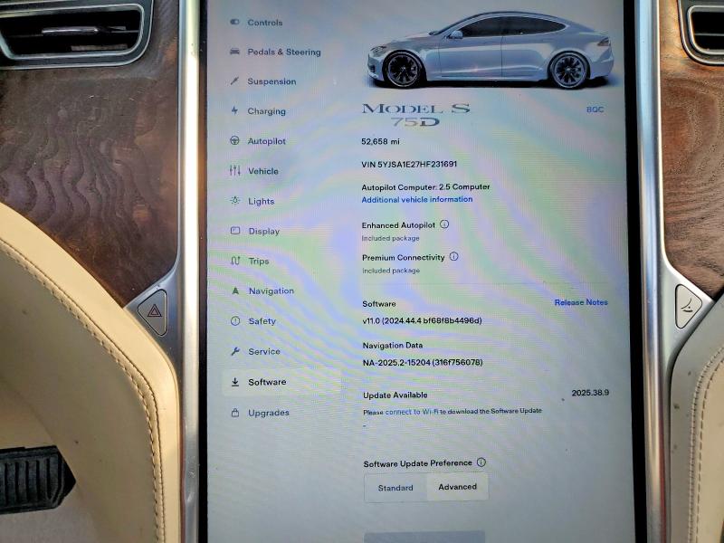 48327806 :رقم المزاد ، 5YJSA1E27HF231691 vin ، 2017 Tesla Model S مزاد بيع