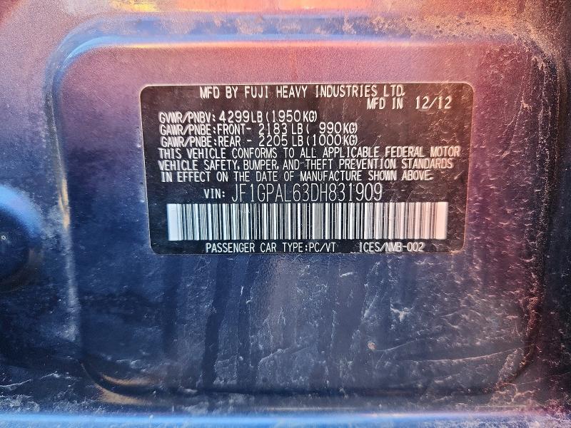 Aukcja sprzedaży 2013 Subaru Impreza, vin: JF1GPAL63DH831909, numer aukcji: 49949656