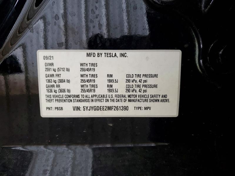 Aukcja sprzedaży 2021 Tesla Model Y, vin: 5YJYGDEE2MF261390, numer aukcji: 49788706
