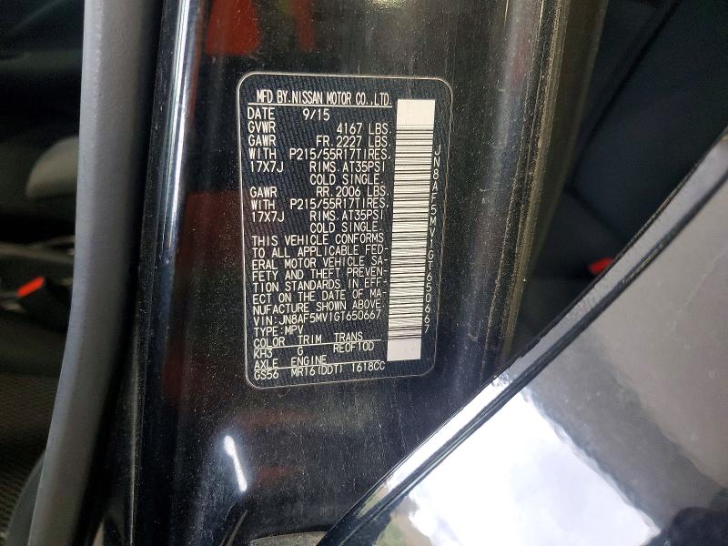 48993266 :رقم المزاد ، JN8AF5MV1GT650667 vin ، 2016 Nissan Juke مزاد بيع