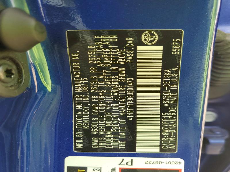 50439626 :رقم المزاد ، 4T1BF1FK9GU501473 vin ، 2016 Toyota Camry مزاد بيع