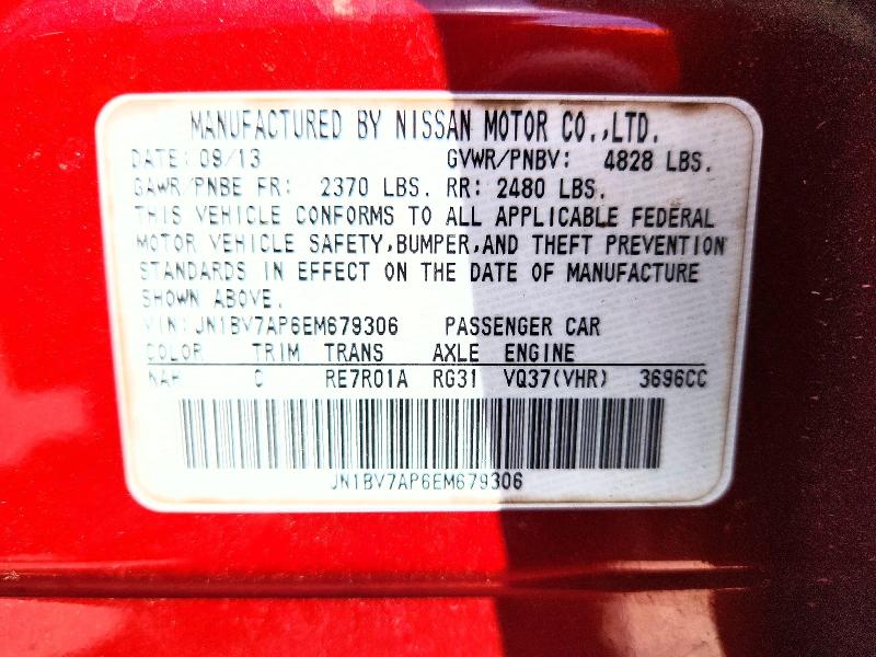 49109486 :رقم المزاد ، JN1BV7AP6EM679306 vin ، 2014 Infiniti Q50 مزاد بيع