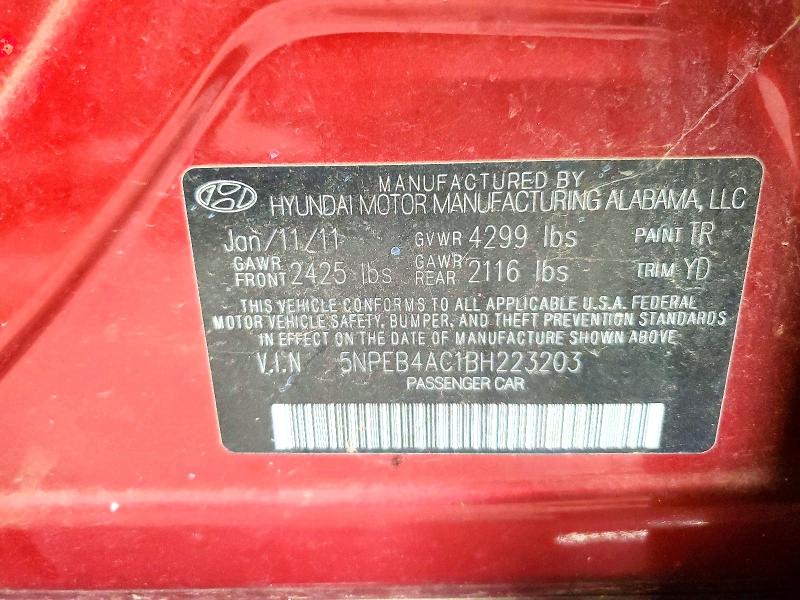 Aukcja sprzedaży 2011 Hyundai Sonata, vin: 5NPEB4AC1BH223203, numer aukcji: 48482406