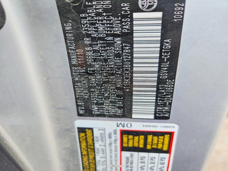 2011 Toyota Camry მანქანა იყიდება აუქციონზე, vin: 4T1BK3EK3BU127847, აუქციონის ნომერი: 52009856