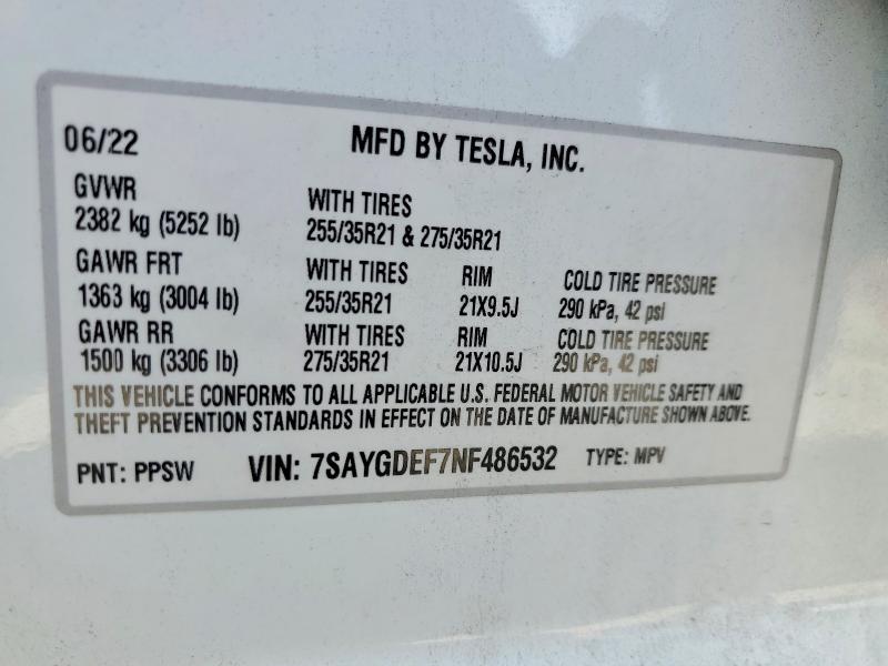 Продаж на аукціоні авто 2022 Tesla Model Y, vin: 7SAYGDEF7NF486532, номер лоту: 48693236