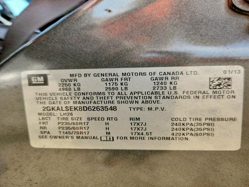 2013 Gmc Terrain მანქანა იყიდება აუქციონზე, vin: 2GKALSEK8D6263548, აუქციონის ნომერი: 46930456