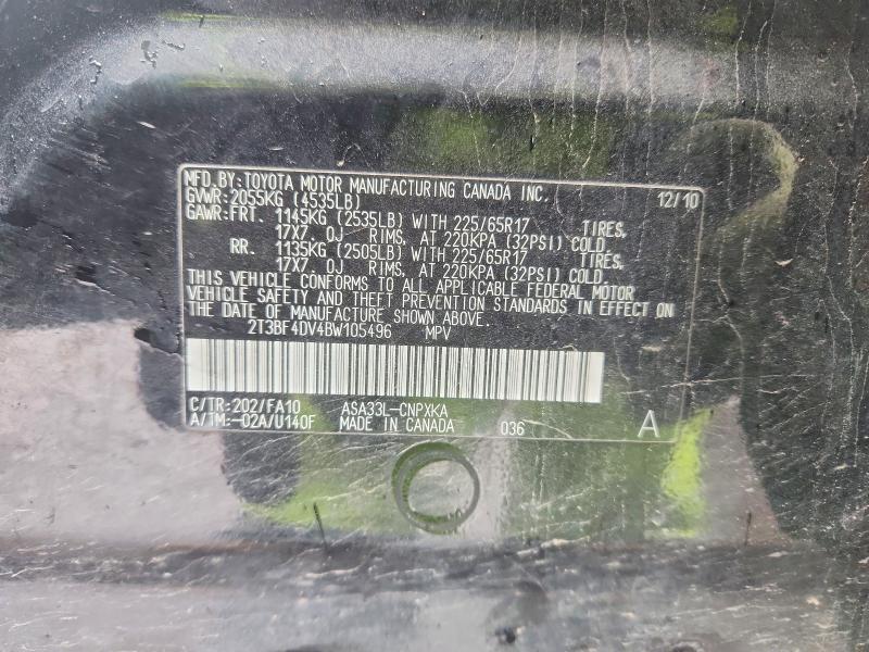 51338856 :رقم المزاد ، 2T3BF4DV4BW105496 vin ، 2011 Toyota Rav4 مزاد بيع