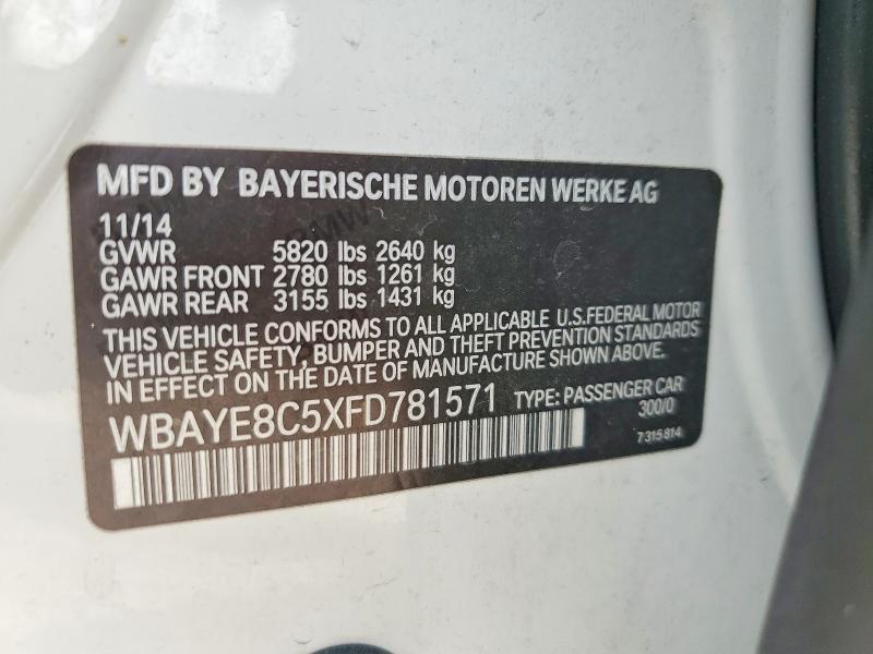 51314276 :رقم المزاد ، WBAYE8C5XFD781571 vin ، 2015 Bmw 750 مزاد بيع