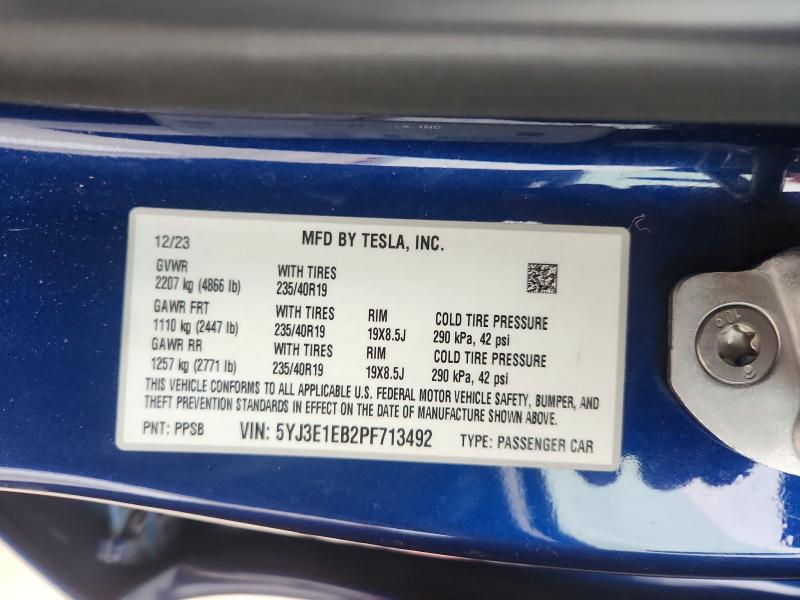 51040556 :رقم المزاد ، 5YJ3E1EB2PF713492 vin ، 2023 Tesla Model 3 مزاد بيع