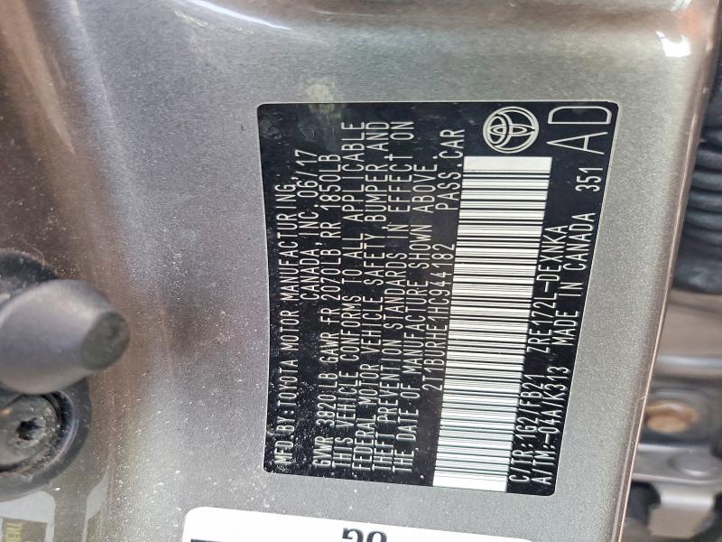 50817366 :رقم المزاد ، 2T1BURHE1HC944182 vin ، 2017 Toyota Corolla مزاد بيع
