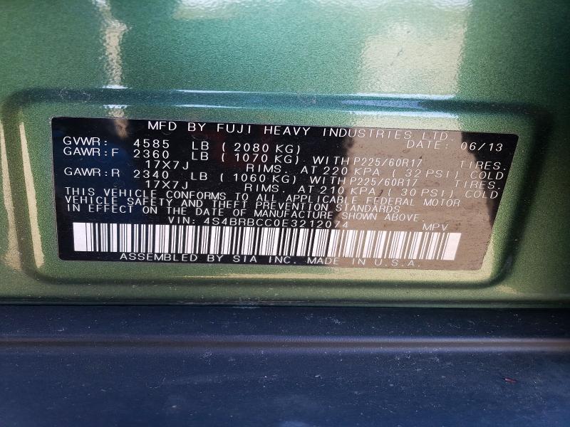 Auction sale of the 2014 Subaru Outback, vin: 4S4BRBCC0E3212074, lot number: 50996706