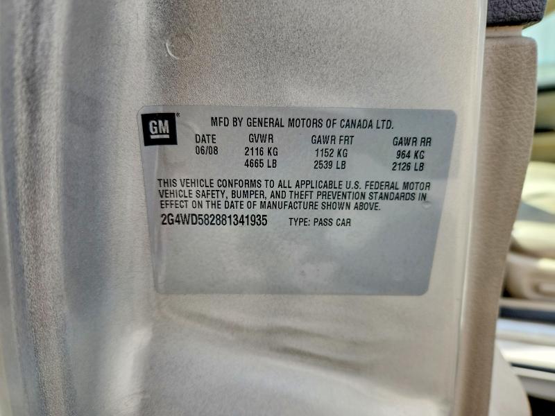2008 Buick Lacrosse მანქანა იყიდება აუქციონზე, vin: 2G4WD582881341935, აუქციონის ნომერი: 49249666