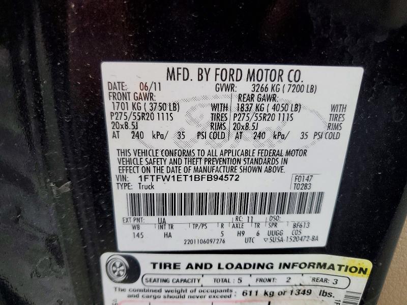 Продаж на аукціоні авто 2011 Ford F150, vin: 1FTFW1ET1BFB94572, номер лоту: 48649916