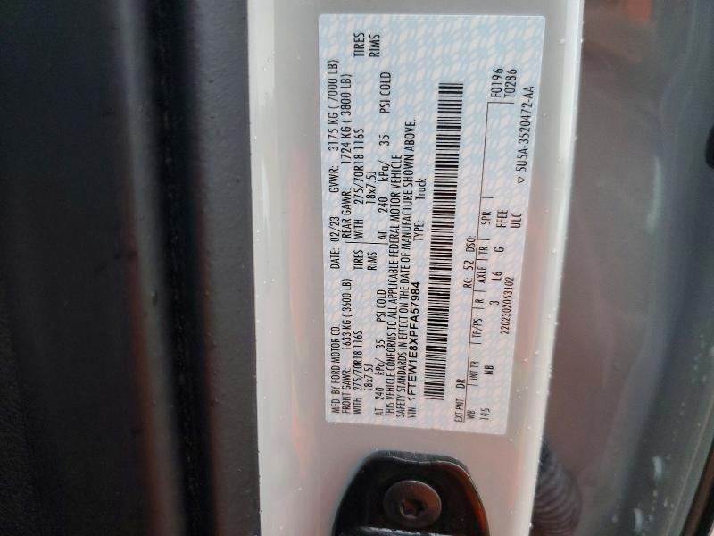 2023 Ford F150 მანქანა იყიდება აუქციონზე, vin: 1FTEW1E8XPFA57984, აუქციონის ნომერი: 50625486