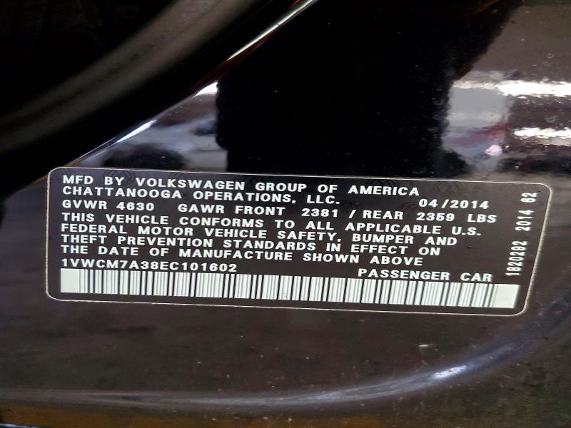 48443936 :رقم المزاد ، 1VWCM7A38EC101602 vin ، 2014 Volkswagen Passat مزاد بيع