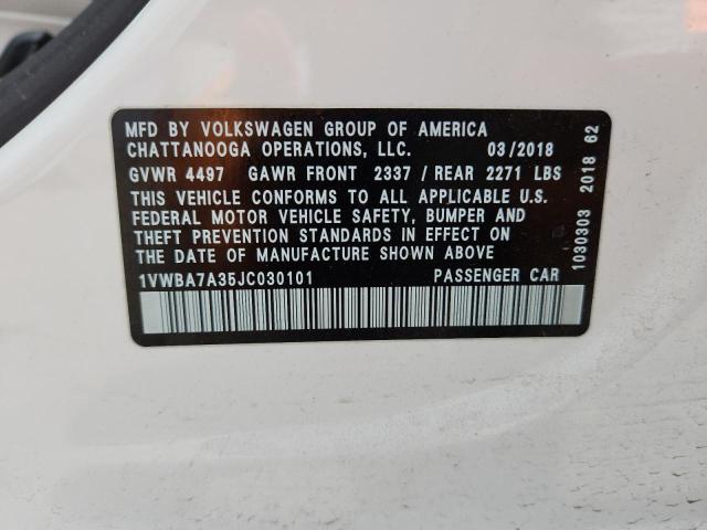 Aukcja sprzedaży 2018 Volkswagen Passat, vin: 1VWBA7A35JC030101, numer aukcji: 49878066