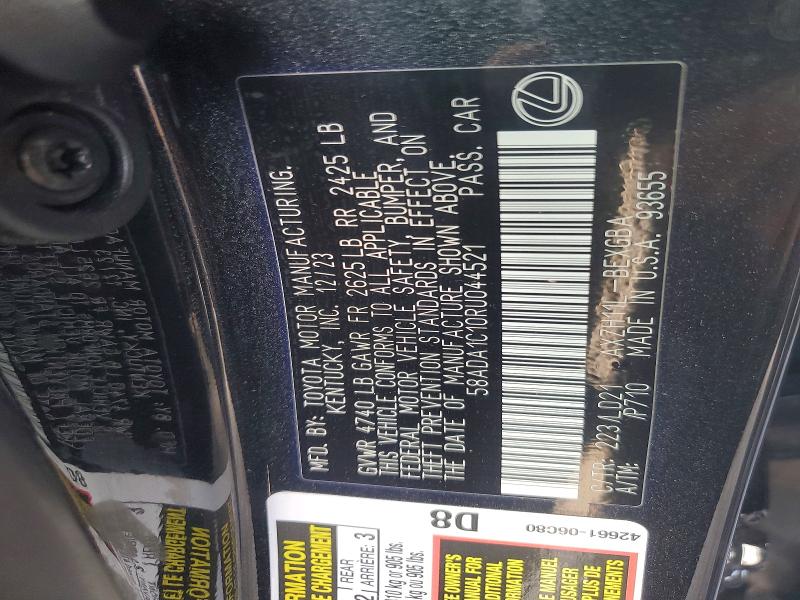 Aukcja sprzedaży 2024 Lexus Es 300h, vin: 58ADA1C10RU044521, numer aukcji: 48913866