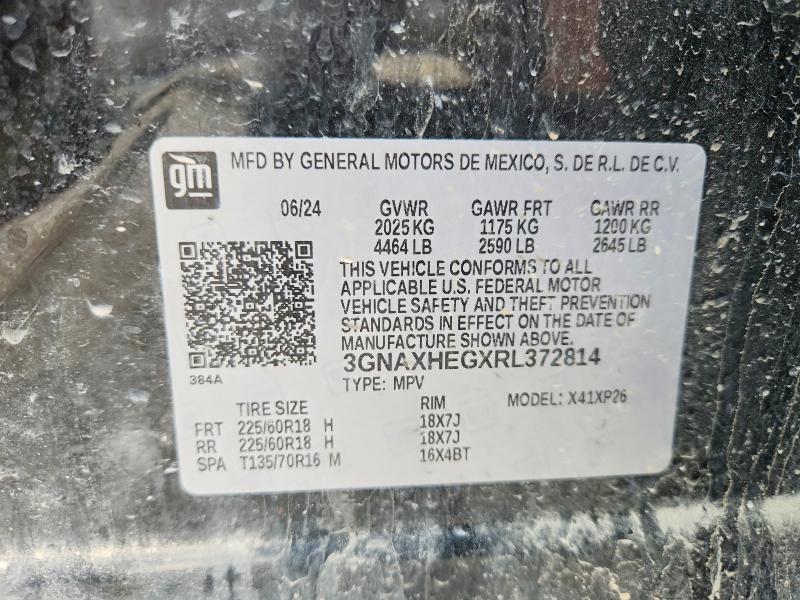 Продажа на аукционе авто 2024 Chevrolet Equinox, vin: 3GNAXHEGXRL372814, номер лота: 51717306