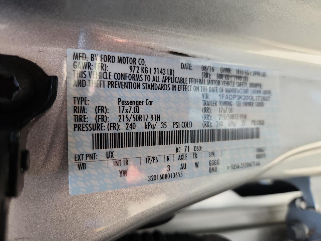 Продажа на аукционе авто 2016 Ford Focus, vin: 1FADP3K20GL372627, номер лота: 48928236