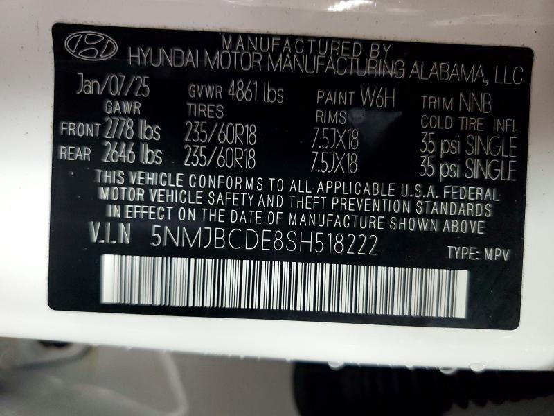 2025 Hyundai Tucson მანქანა იყიდება აუქციონზე, vin: 5NMJBCDE8SH518222, აუქციონის ნომერი: 49089726