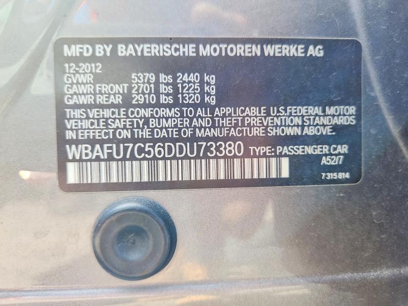 Продаж на аукціоні авто 2013 Bmw 535, vin: WBAFU7C56DDU73380, номер лоту: 50802116