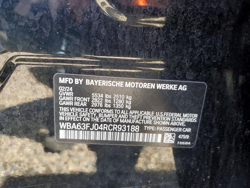 51296746 :رقم المزاد ، WBA63FJ04RCR93188 vin ، 2024 Bmw 540 مزاد بيع