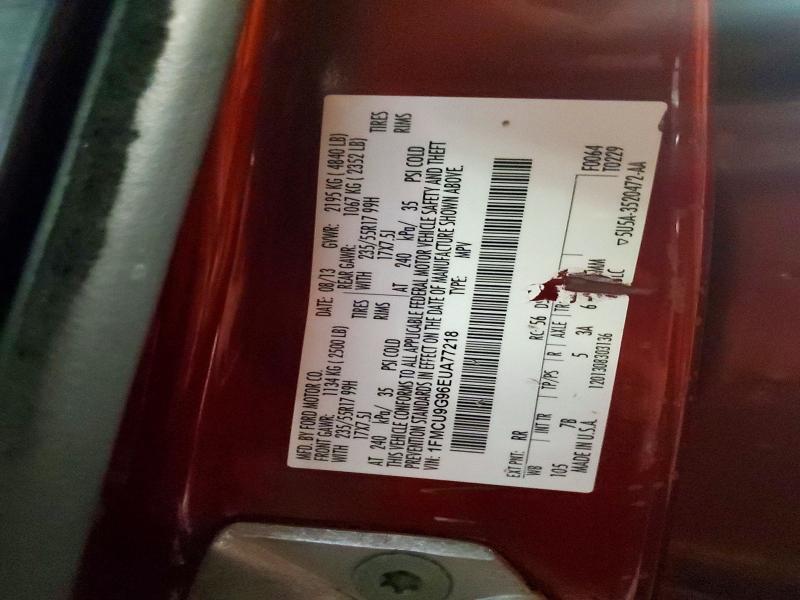 2014 Ford Escape მანქანა იყიდება აუქციონზე, vin: 1FMCU9G96EUA77218, აუქციონის ნომერი: 49156896