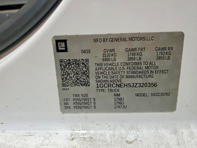 51425146 :رقم المزاد ، 1GCRCNEH5JZ320356 vin ، 2018 Chevrolet Silverado مزاد بيع