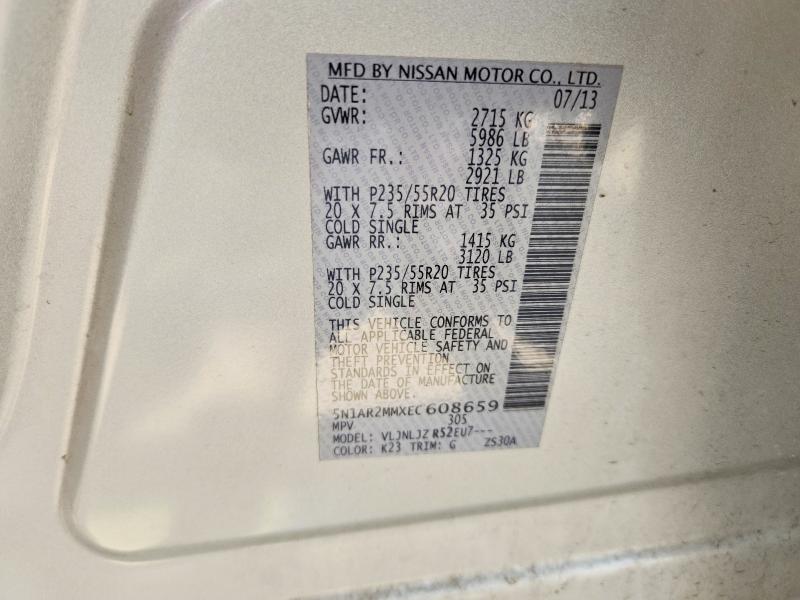 Продаж на аукціоні авто 2014 Nissan Pathfinder, vin: 5N1AR2MMXEC608659, номер лоту: 50502206