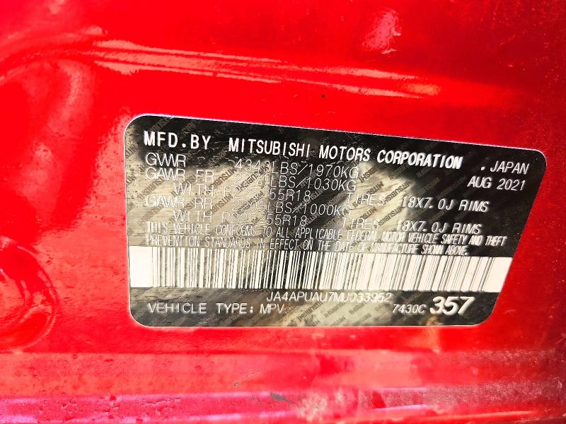 Aukcja sprzedaży 2021 Mitsubishi Outlander Sport, vin: JA4APUAU7MU033952, numer aukcji: 50269506