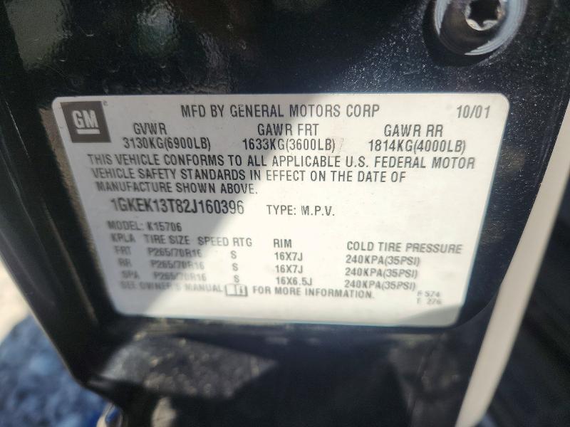 Продаж на аукціоні авто 2002 Gmc Yukon, vin: 1GKEK13T82J160396, номер лоту: 49256776