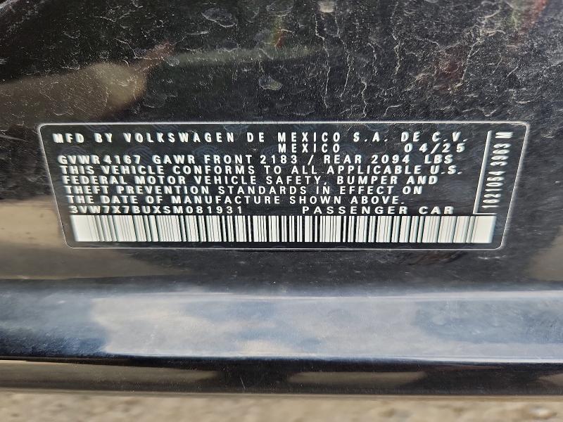 Aukcja sprzedaży 2025 Volkswagen Jetta, vin: 3VW7X7BUXSM081931, numer aukcji: 50280216