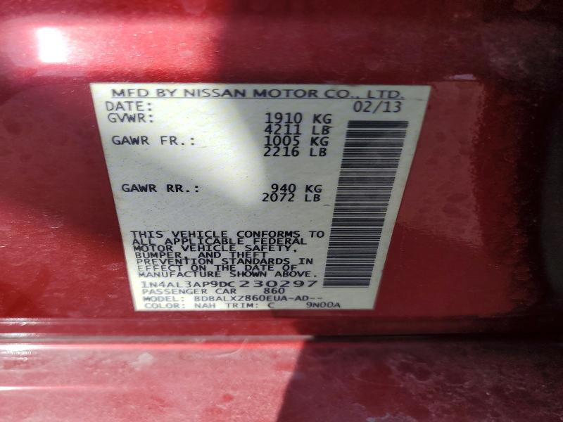 51814886 :رقم المزاد ، 1N4AL3AP9DC230297 vin ، 2013 Nissan Altima مزاد بيع