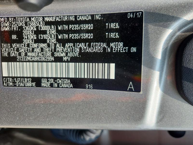 51322646 :رقم المزاد ، 2T2ZZMCA8HC062994 vin ، 2017 Lexus Rx 350 مزاد بيع