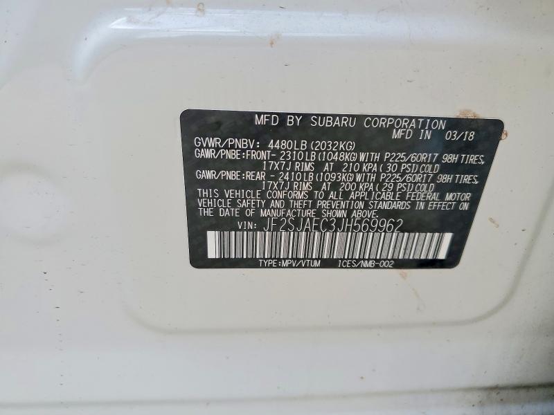 Aukcja sprzedaży 2018 Subaru Forester, vin: JF2SJAEC3JH569962, numer aukcji: 51764396