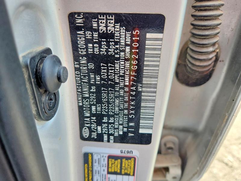 Продажа на аукционе авто 2015 Kia Sorento, vin: 5XYKT4A77FG621015, номер лота: 49677756